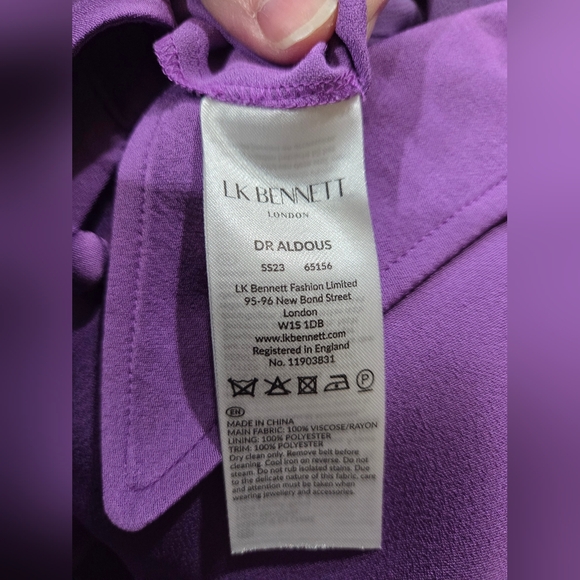 LK Bennett Purple Wide-Leg Jumpsuit with Belt - Size 14 - Picture 15 of 15